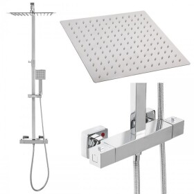 Erga Goba, sprchová sada s termostatickou baterií, dešťová sprcha 30x30cm, chromová, ERG-YKA-BP.GOBA-THERM-30-CHR