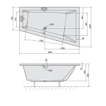 POLYSAN - TRIANGL R SLIM asymetrická vana 180x120x50cm, bílá 20611S