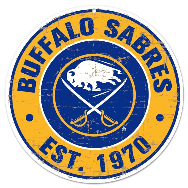 Mustang Cedule Buffalo Sabres NHL 12" Distressed Round