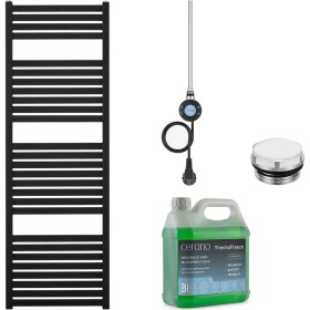 CERANO Koupelnový elektrický radiátorový set Vincenzo - WIFI - 600W - černá matná - 1330x450 mm