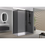 CERANO - Sprchový kout Lantono L/P - 8 mm - Soft-Close - černá matná, grafitové sklo - 100x100x195 - posuvný CER-8050BD7510