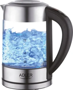 Adler AD 1247 stříbrná / Rychlovarná skleněná konvice / 2200 W / 1.7 L / teplota 60-100 °C (AD 1247 NEW)