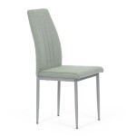 Židle jídelní, zelená látka, šedé kovové nohy