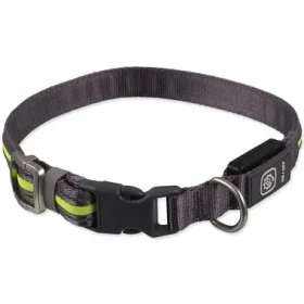 Dog Fantasy Obojek USB LED nylonový svítící M-L zelená 2.5x45-65 cm (454-12623)