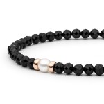 Stříbrný náramek s perlou Fernanda - stříbro 925/1000, černý spinel, Černá 18 cm + 3 cm (prodloužení) Bílá