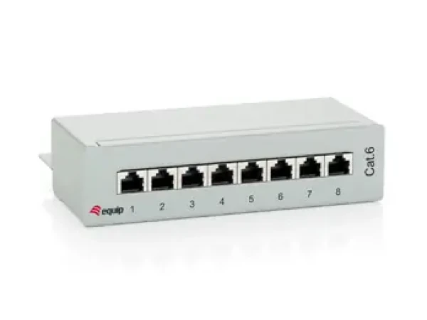 Equip šedá / Patch panel / 8 portů / Cat6 / 250MHz / Desktop (227369)