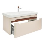 Koupelnová skříňka s umyvadlem a baterií SAT Fusion 97,5x43x45 cm pískově béžová mat SATFUSION100BEMWBA SATFUSION100BEMWBA