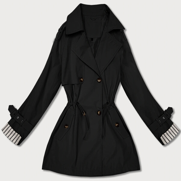 Krótki trencz na guziki Goodlookin czarny (KK60415-1#) odstíny černé XXL (44)