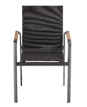 KETTLER DIAMOND stohovatelné, hliníkové křeslo s teakovými područkami - antracit / antracit