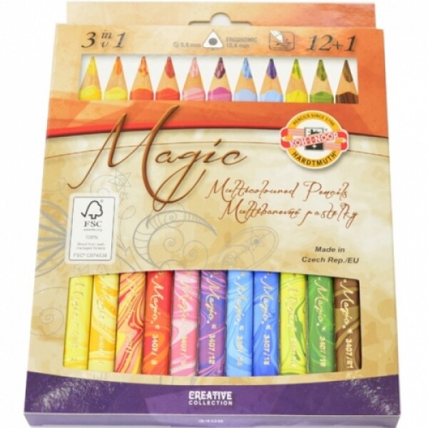 Trojhranné pastelky silné Koh-i-noor Magic 3408/12+1ks