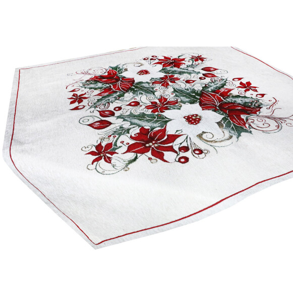 DumDekorace Vánoční gobelínový běhoun na stůl Vánoční růže Šířka: 40 cm | Délka: 130 cm
