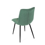 Židle jídelní, zelená látka, černé kovové nohy
