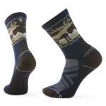 Unisex merino turistické ponožky SMARTWOOL Hike Light Cushion Mountain Moose Crew S, Deep Navy velikost: 42-45 (L)