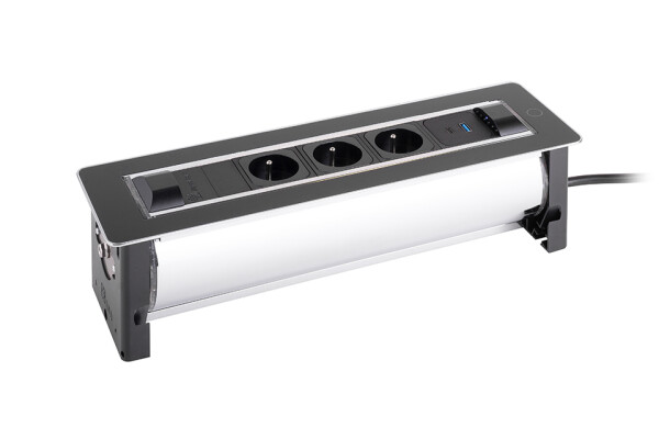 Versalogic VersaTurn 3x 230V, 2x USB A/C 5V, černé sklo (468929)