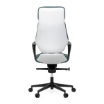 Kancelářské křeslo, zelená ekokůže, houpací mechanismus s aretací ve 4 polohách, kovový kříž, kolečka pro tvrdé povrchy