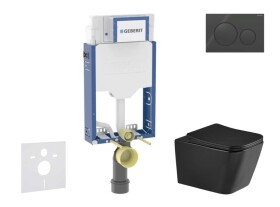 GEBERIT - Kombifix Set předstěnové instalace, klozetu Arkas I a sedátka softclose, tlačítko Sigma20, černá lesk/černá mat SANI15CA5512