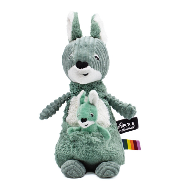 Ptipotos Plyšový klokan Allezou zelený (máma s miminkem) 33 cm