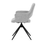 Židle jídelní, šedá látka, 360° vratný mechanismus, černý kov