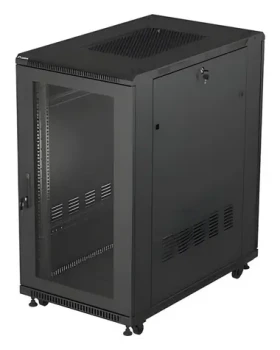 Lanberg Rack 22U/600x1000 černá / Stojanový rozvaděč / 19" / Flat pack / Perforované dveře (FF01-6022-23B)