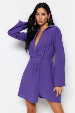 Plážové šaty Trendyol Purple Mini tkané ze 100% bavlny