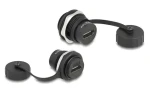 Delock HDMI-A samice-samice IP67 / Adaptér do panelu / s krytkou / prachu a vodě odolný / černá (86963)
