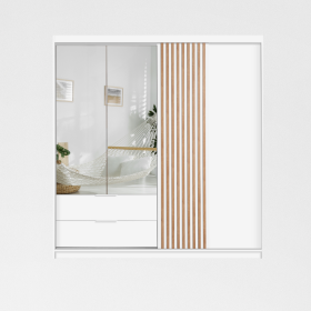 Šatní skříň Majorka Barva korpusu: Bílá, Rozměry: 203 cm, Dveře: Bílá + zrcadlo