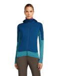 ICEBREAKER Wmns 300 RealFleece Descender LS Zip Hood, Topaz/Atlantis/Cb velikost: S