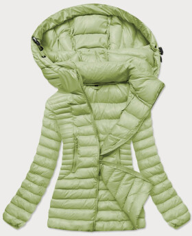 Pistáciová dámská bunda s kapucí model 16150770 - J.STYLE Barva: odcienie zieleni, Velikost: S (36)