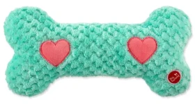 DOG FANTASY Hračka Cuddle Kost nahřívací tyrkysová / Plyšová hračka pro psy / 30 cm / Levandulová vůně / Pískátko (454-860682)