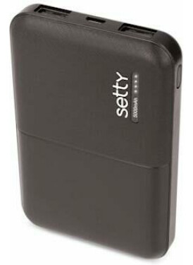 Setty GSM043159 černá / PowerBank 5000 mAh / 5V / 10A / 2x USB-A výstup / 1x USB-C vstup (GSM043159)