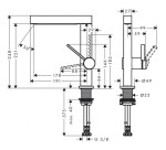 HANSGROHE - Finoris Umyvadlová baterie 230, s výpustí Push-Open a otočným výtokem, matná černá 76060670