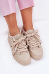 Dámské tenisky se zdobením na platformě béžové Eanneth 36