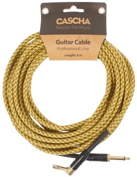 Cascha Professional Line Guitar Cable Angled Tweed Natural 9 m