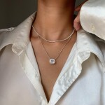 Royal Fashion stříbrný náhrdelník GU-DR22118N-SILVER-MOONSTONE