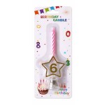 Dortisimo Svíčka růžová s LED zlatým podstavcem ve tvaru hvězdy číslo 6