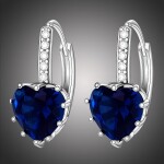 Náušnice Swarovski Elements Elizabeth Sapphire - srdíčko, Tmavě modrá