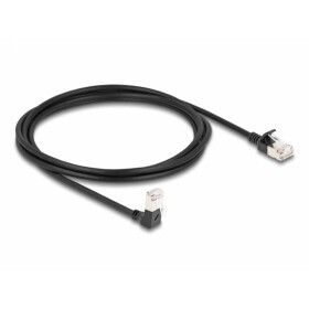 Delock 80306 RJ45 síťové kabely, propojovací kabely CAT 6A S/FTP 2.00 m černá Zahnutý kabelový vývod 1 ks