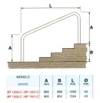 Flexinoxpool Zábradlí ke schodům, výška 915 mm, pevná příruba