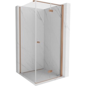 MEXEN/S - Mist-F sprchový kout skládací dveře pravá 100 x 100, transparent, měď kartáčovaná 8A6T-100-100-65-00-P