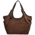 Trendy dámská semišová/koženková kabelka na rameno Maritta, coffee