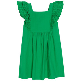 Bavlněné šaty s krajkovým rukávem- zelené - 92 GREEN