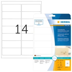 Herma etikety A4 transparentní / matná fólie / 99,1x38,1 mm / laser / voděodolné / 350 ks (8671)