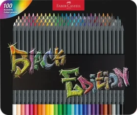 FABER-CASTELL Black Edition - Pastelky - plechová krabička 100 ks (116490)