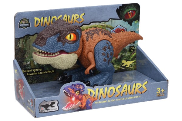Dinosaurus s efekty hnědý 26,5x11x13 cm
