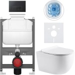 CERANO - Kompletní WC set Basic/Felci - bílá lesklá - WC tlačítko Modulo/Černá - ovládání shora - předstěnová instalace - 53x37 CER-8050BD86095