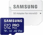 SAMSUNG Micro SDXC PRO Plus 512GB + SD adaptér / UHS-1 / Class 10 / U3 / Čtení: 180MBps / Zápis: 130MBps (MB-MD512SA/EU)