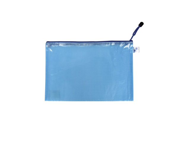 Obálka se zipem síťovaná A5 modrá - 5ks