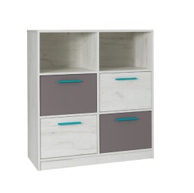 FRONTI Komoda REST R04 dub craft bílá / šedá
