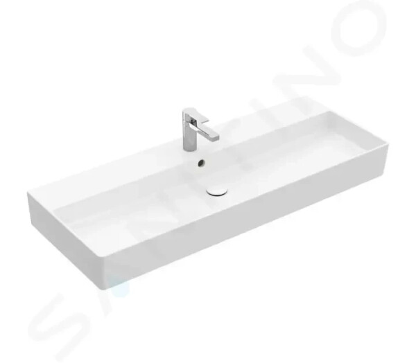 VILLEROY & BOCH - Memento 2.0 Umyvadlo 1200x470 mm, s přepadem, otvor pro baterii, CeramicPlus, alpská bílá 4A22C5R1