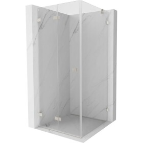 MEXEN/S - Lunar-F sprchový kout skládací dveře levá 90 x 80, transparent, nikl kartáčovaný 836-090-080-97-00-L